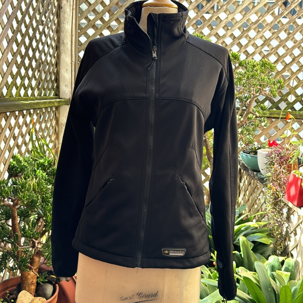 Wetskins Black Jacket, Women’s Medium, fleece lined, zippered pockets. EUC